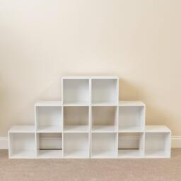 Cara 12 Cube Bookcase Ladder Storage Unit - Chalk White - Two 6 Cube Units - thumbnail 2