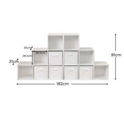 Cara 12 Cube Bookcase Ladder Storage Unit - Chalk White - Two 6 Cube Units - thumbnail 3