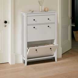 Sandhurst Shoe Cabinet - 3 Door - White - thumbnail 2
