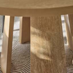 Farren 120cm Whitewash Oak Round Dining Table Set - 4 Seater - Freya Oat Boucle Armchairs with Black Legs - thumbnail 5