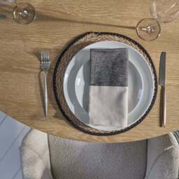 Farren 120cm Whitewash Oak Round Dining Table Set - 4 Seater - Freya Oat Boucle Armchairs with Black Legs - thumbnail 4