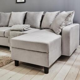 Tracy Corner Sofa - Grey Velvet with Black Legs - thumbnail 2
