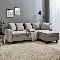 Tracy Corner Sofa - Grey Velvet with Black Legs - thumbnail 1