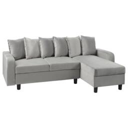 Tracy Corner Sofa - Grey Velvet with Black Legs - thumbnail 6