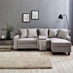 Tracy Corner Sofa - Grey Velvet with Black Legs - thumbnail 4