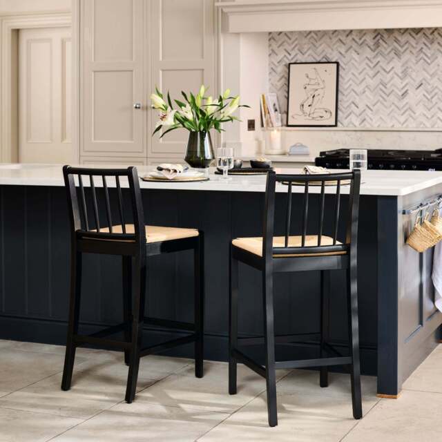 Tilly Bar Stool - Black Oak Woven Chair - image 1