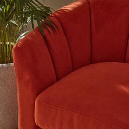 Florence 4 Seater Sofa - Burnt Orange Velvet with Dark Oak Legs - thumbnail 2