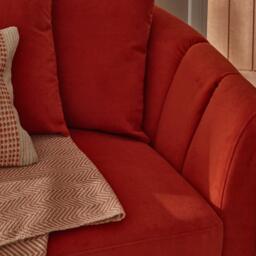 Florence 4 Seater Sofa - Burnt Orange Velvet with Dark Oak Legs - thumbnail 5