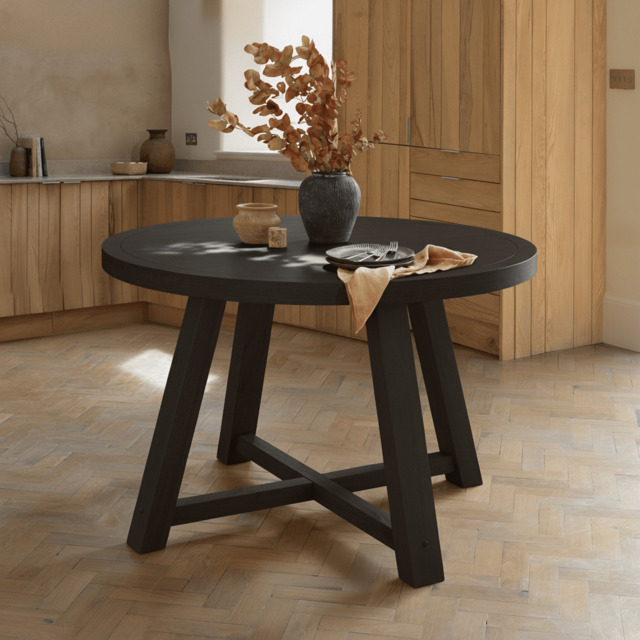 Charlotte Black Oak Round Dining Table - image 1