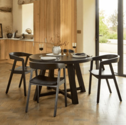 Charlotte Black Oak Round Dining Table - thumbnail 2