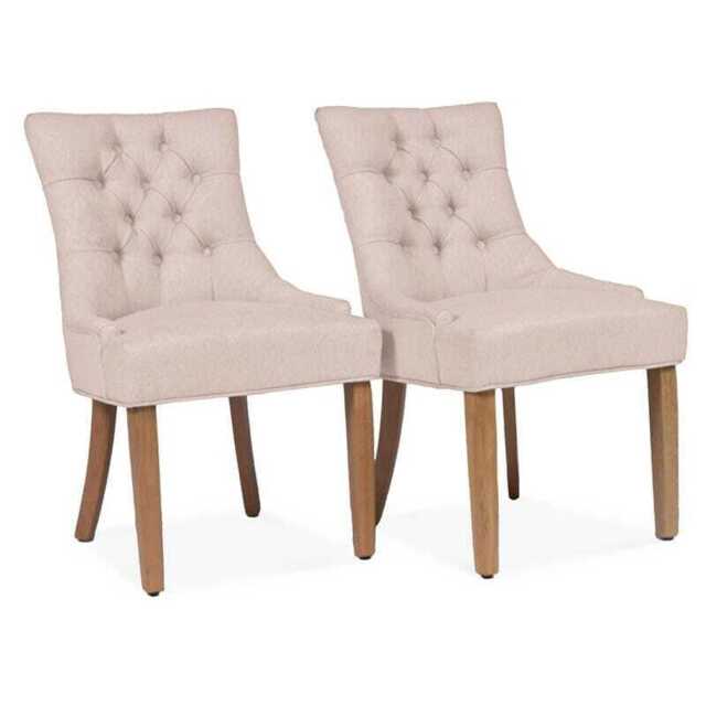 Louis Sand Dining Chairs - Set of 2 - Light Wood Legs - image 1