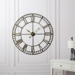 Riseley Large Skeleton Wall Clock - Black & Gold - thumbnail 2
