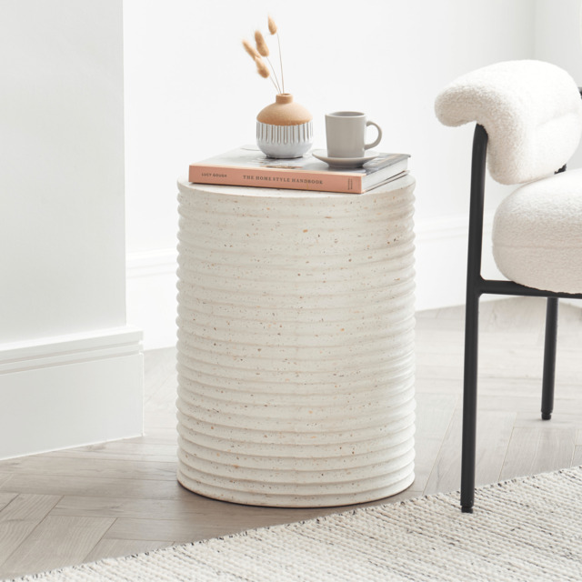 Carlotta Pearl Terrazzo Round Concrete Side Table - image 1