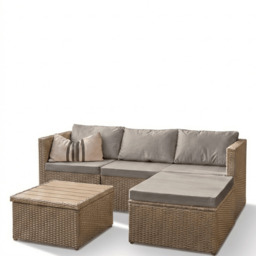 Weston 4 Seater Rattan Corner Sofa Garden Set With Polywood Top  - Natural Weave - thumbnail 6