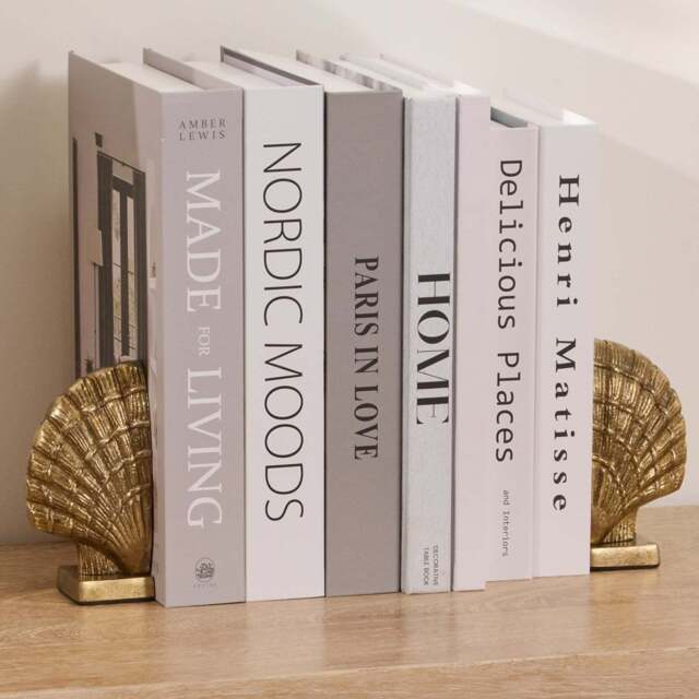 Herne 12cm Metal Shell Bookend - Set of 2 - Gold - image 1
