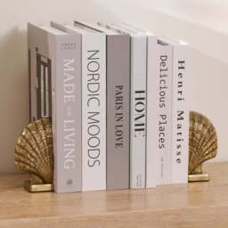 Herne 12cm Metal Shell Bookend - Set of 2 - Gold - thumbnail 1