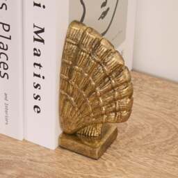Herne 12cm Metal Shell Bookend - Set of 2 - Gold - thumbnail 3