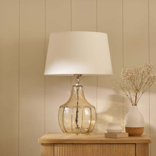 Midford Glass Table Lamp & Coningsby White Lampshade - 30cm - image 1