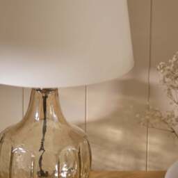 Midford Glass Table Lamp & Coningsby White Lampshade - 30cm - thumbnail 4