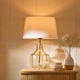 Midford Glass Table Lamp & Coningsby White Lampshade - 30cm - thumbnail 2