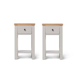 Bampton 1 Drawer Bedside Table - Stone Grey - Set of 2 - thumbnail 2