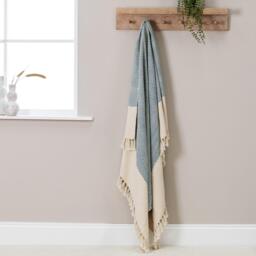 Crofton Cotton Herringbone Throw - Horizon Blue - thumbnail 3