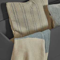 Crofton Cotton Herringbone Throw - Horizon Blue - thumbnail 5