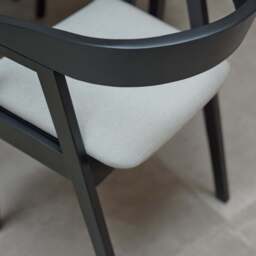 Paul Black Oak Extending Dining Table Set - 6 Seater -  Ella Fawn Linen Carver Chairs - Black Oak Legs - thumbnail 6