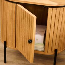 Matius Seasoned Oak 1 Left Door Bedside Table - Black Legs - thumbnail 5