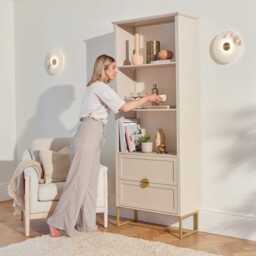 Ines Taupe and Gold Tall Bookcase - thumbnail 3