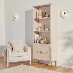 Ines Taupe and Gold Tall Bookcase - thumbnail 4