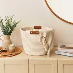 Cara Cotton Cube Storage Box - Large - White - thumbnail 3