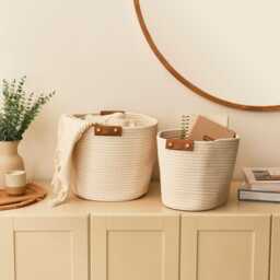 Cara Cotton Cube Storage Box - Large - White - thumbnail 2