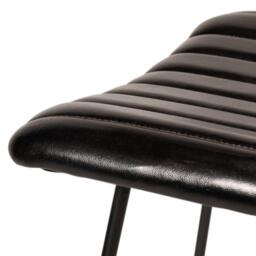 Jayden Black Leather Tall Backless Bar Stools - Set of 2 - Black Metal Legs - thumbnail 4