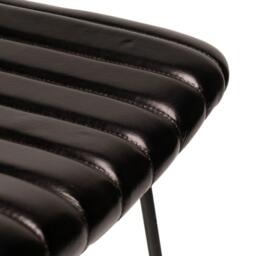Jayden Black Leather Tall Backless Bar Stools - Set of 2 - Black Metal Legs - thumbnail 5