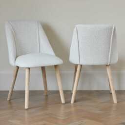 Marlon Whitewash Oak with Black Insert Round Dining Table Set - 6 Seater - Freya Oat Boucle Dining Chairs - thumbnail 3