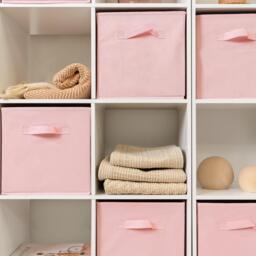 Cara 16 Cube Storage Unit - Chalk White - Two 8x2 Units - Pink Basket - thumbnail 6