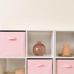Cara 16 Cube Storage Unit - Chalk White - Two 8x2 Units - Pink Basket - thumbnail 5