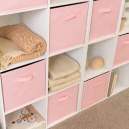 Cara 16 Cube Storage Unit - Chalk White - Two 8x2 Units - Pink Basket - thumbnail 4
