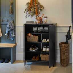 Jack Geometric Small Shoe Cabinet - 2 Door - Black - thumbnail 2