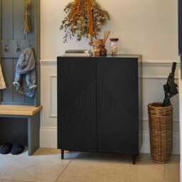 Jack Geometric Small Shoe Cabinet - 2 Door - Black - thumbnail 1