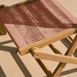 Harlyn 4 Seater Wooden Garden Dining Set with Cove Pink Rope Chairs - 160cm - thumbnail 2