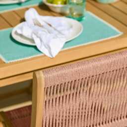 Harlyn 4 Seater Wooden Garden Dining Set with Cove Pink Rope Chairs - 160cm - thumbnail 5