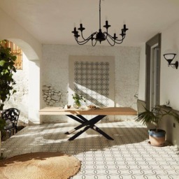 Amelia Whitewash Extendable Dining Table Set - 6 Seater - Mabel Black Spindle Back Chairs - Black Legs - thumbnail 4