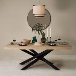Amelia Whitewash Extendable Dining Table Set - 6 Seater - Mabel Black Spindle Back Chairs - Black Legs - thumbnail 2