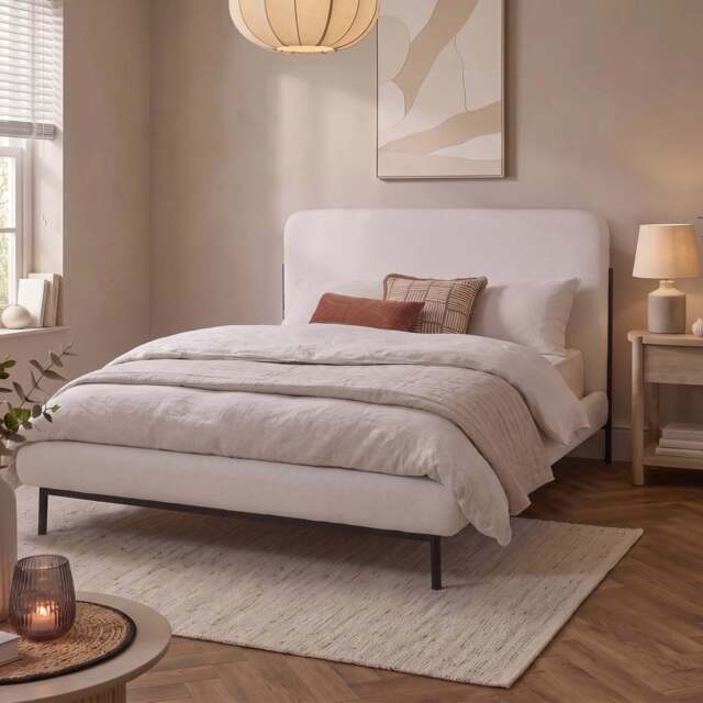 Tallulah King Size Bed - Chalk White Boucle - image 1