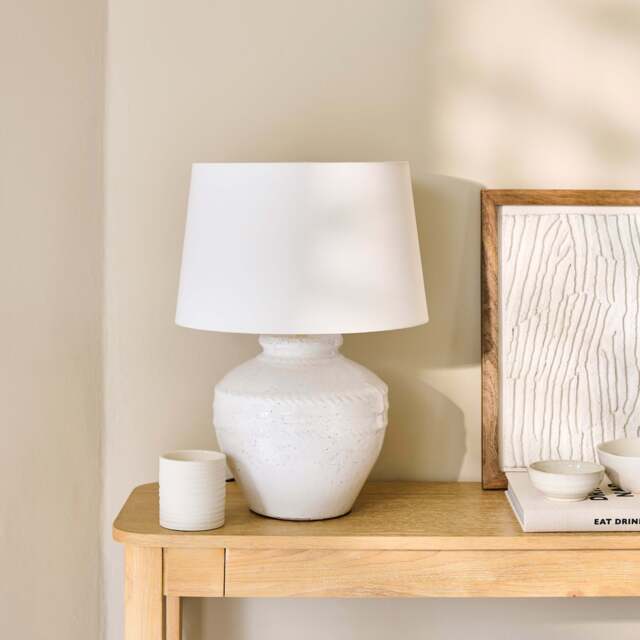 Merton 33cm Ceramic Lamp Base - Rustic White - image 1