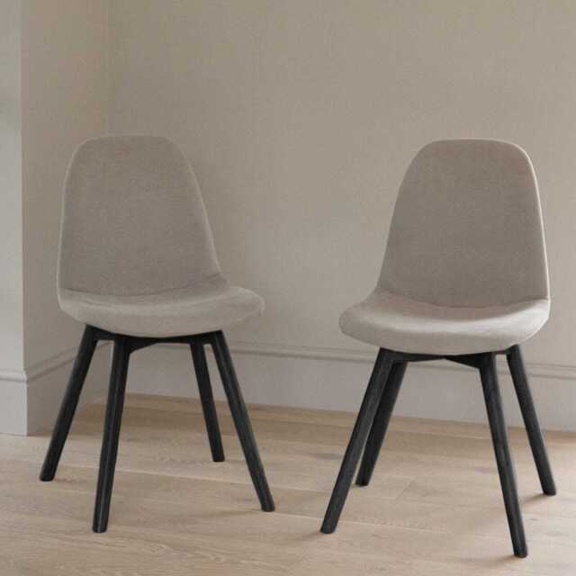 Ellis Soft Beige Dining Chairs - Set of 2 - Black Oak Legs - image 1