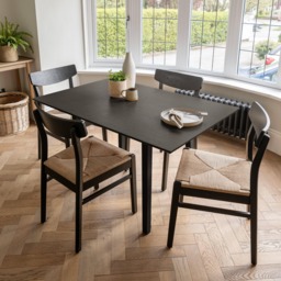 Charlie Black Oak Dining Table Set  - Extendable - 4 Seater - Faye Black Woven Dining Chairs - thumbnail 1