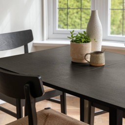 Charlie Black Oak Dining Table Set  - Extendable - 4 Seater - Faye Black Woven Dining Chairs - thumbnail 5